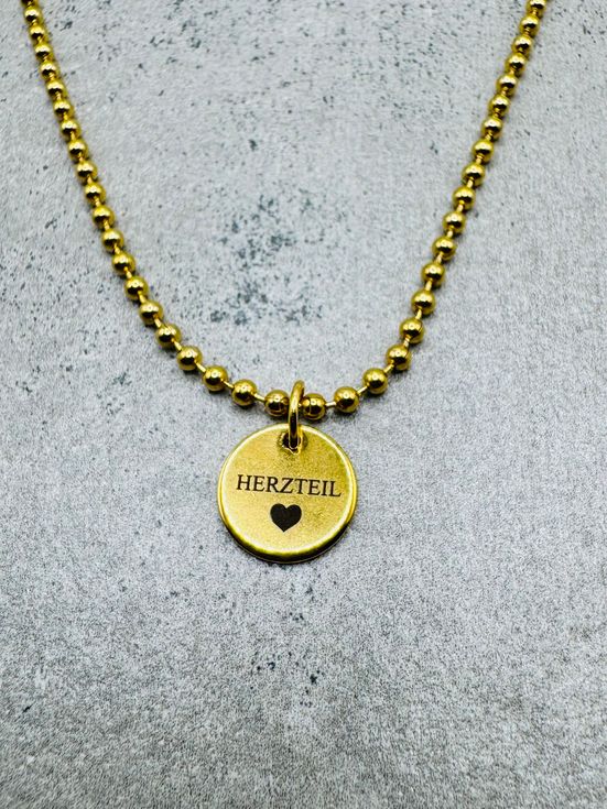 Herzteil Basis Kette- Edelstahl vergoldet 100cm