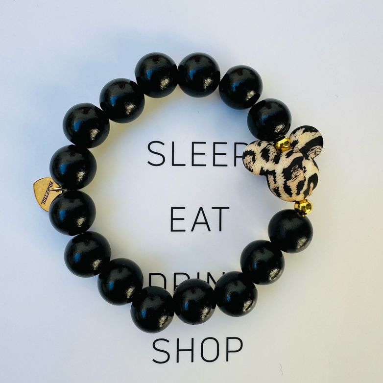 black-leo-single-armband Leo meets Mickey - Black Single - Herzteil Armband