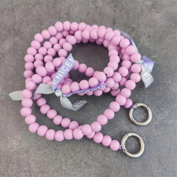 Handykette aus Holzperlen rosé