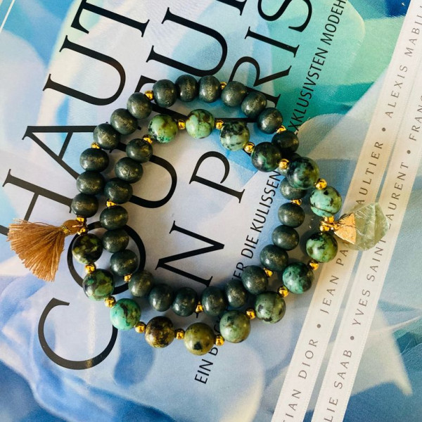 Herzteil Edelstein Armband - afrikanischer Türkis
