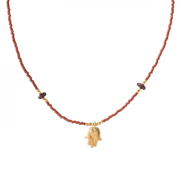 Kleiner Motivationsschub - hübsche Granat Kette mit Hamsa Anhänger