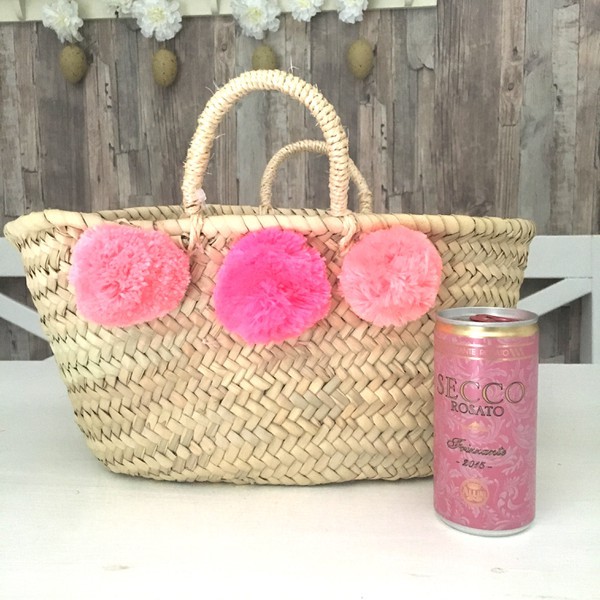 Mini Pom Pom Korb pink ombre