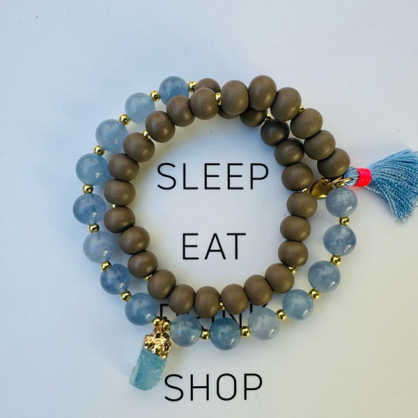 Blaue Jade Herzteil Twin Armband